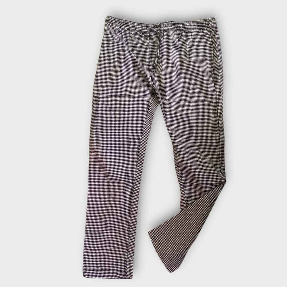 Zara Pull On Plaid Drawstring Trouser Pant